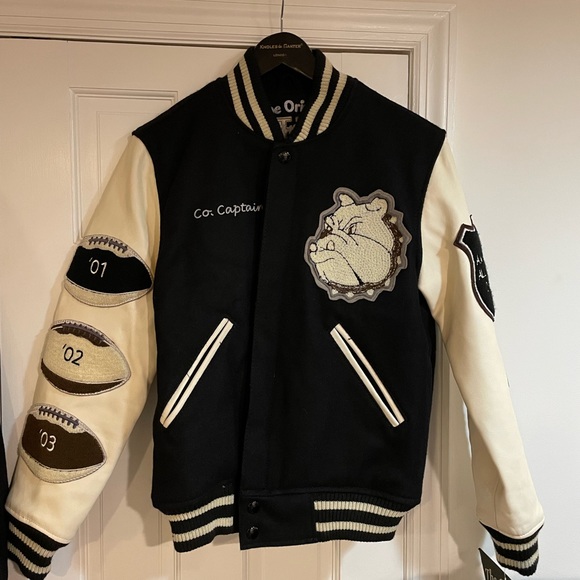 Hudson nyc mens new w tags varsity jacket, real leather - Picture 1 of 7